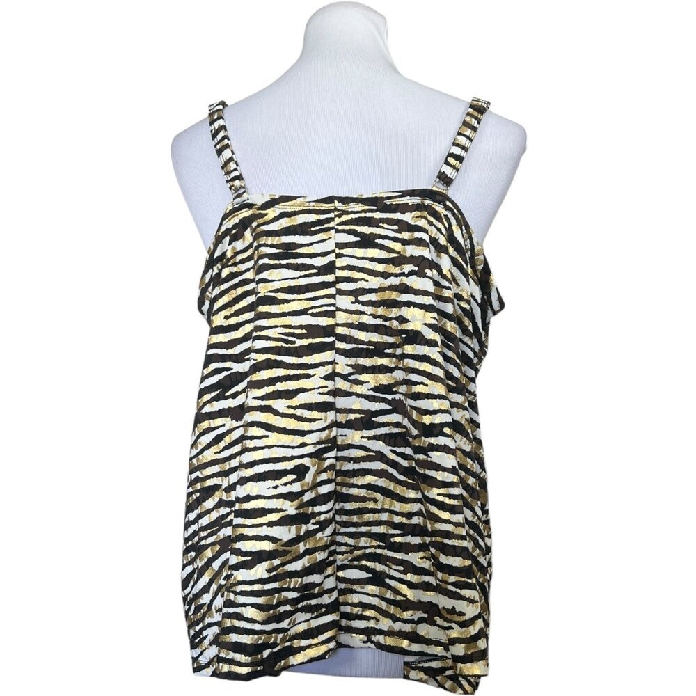 Swimsuits for All Black Gold Metallic Animal Print Tankini Swim TOP ONLY 44C - Picture 4 of 9